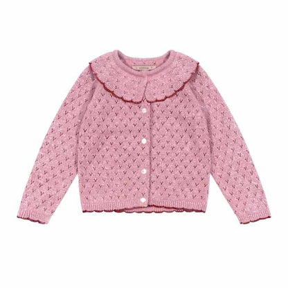 Autumn Arrival Baby Kids Girls Long Sleeves Geometric Pattern Single Breasted Knitted Cardigan with Collar, MyKids-USA®, Cardigans, MyKids-USA - Size/Age - 80 (9-12M) - Color - Pink -  -  - TR2509262359-A