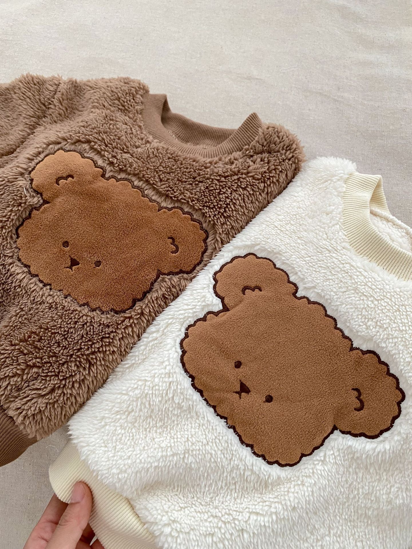 Winter Baby Thick Thermal Long Sleeve Teddy Bear Knitted Sweater And Pants Two Pieces Sets