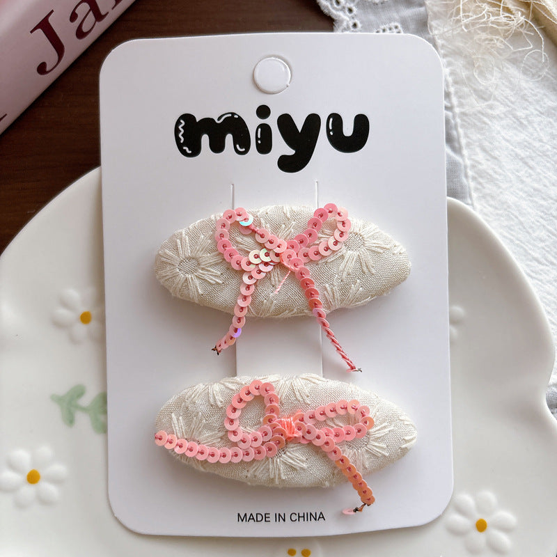 Collection of Flowers Embroidered Hair Clips, MyKids-USA®, Hair Pins, Claws & Clips, MyKids-USA - Size/Age - Average Size (0-12Y） - Color - Pink -  -  - TR2605022133-D.