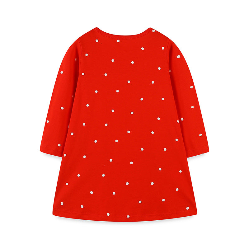 Girls’ European-American Style Floral/Polka Dots Cartoon Pattern Dress