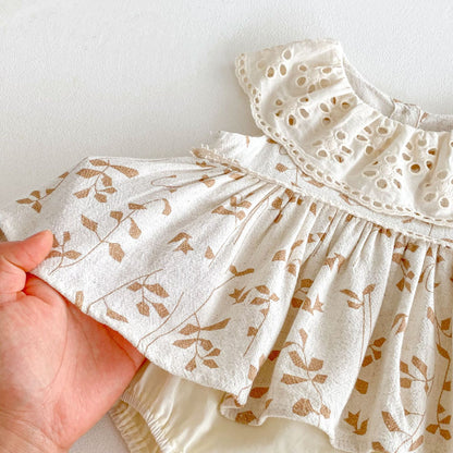 Summer Arrival Baby Girls Casual Sleeveless Leaves Pattern Dress Design Onesies, MyKids-USA®, Baby One-Pieces, MyKids-USA -  -  -  -  -  -  - 