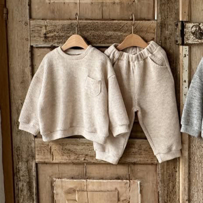 Winter and Spring Baby Kids Unisex Long Sleeves Casual Solid Color Pullover and Pants Clothing Set, MyKids-USA®, Baby & Toddler Outfits, MyKids-USA - Size/Age - 73 (6-9M) - Color - Apricot -  -  - TR26012232227-A.