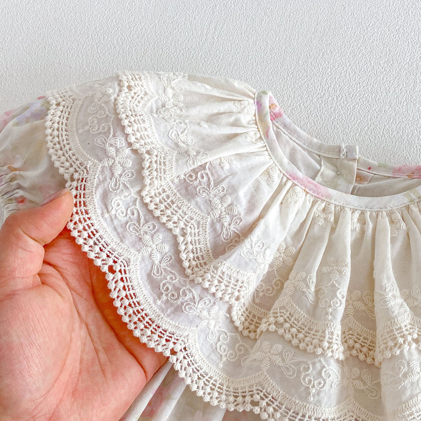 Summer  Arrival Baby Girls Short Sleeves Flowers Pattern Embroidered Lace Trim Collar Bodysuir, MyKids-USA®, Baby & Children's One-Pieces, MyKids-USA -  -  -  -  -  -  - .