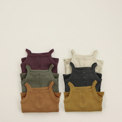 Summer Arrival Baby Sleeveless Plain Waffle Grid Rompers Bodysuits