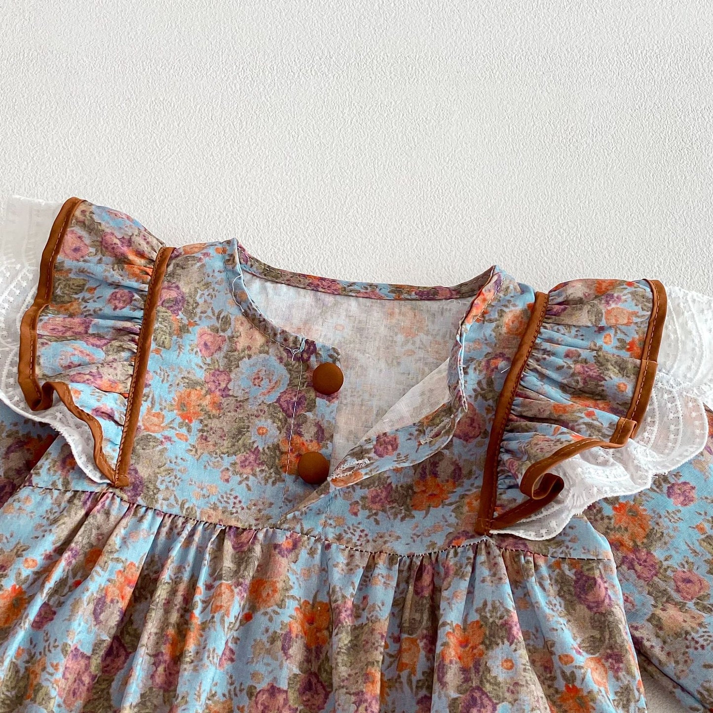 Spring Arrival Baby Girls Long Sleeves Vintage Floral Pattern Bodysuit