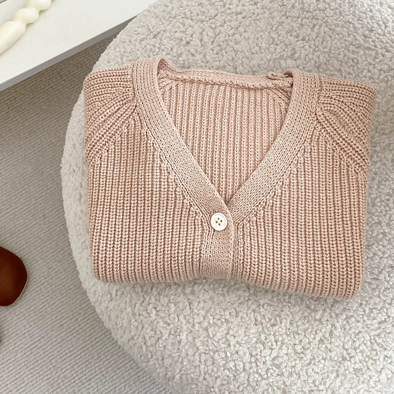 Autumn Arrival Baby Kids Unisex Comfortable Solid Color Knitted Long Sleeves V Neck Cardigan, MyKids-USA®, Cardigans, MyKids-USA -  -  -  -  -  -  - 