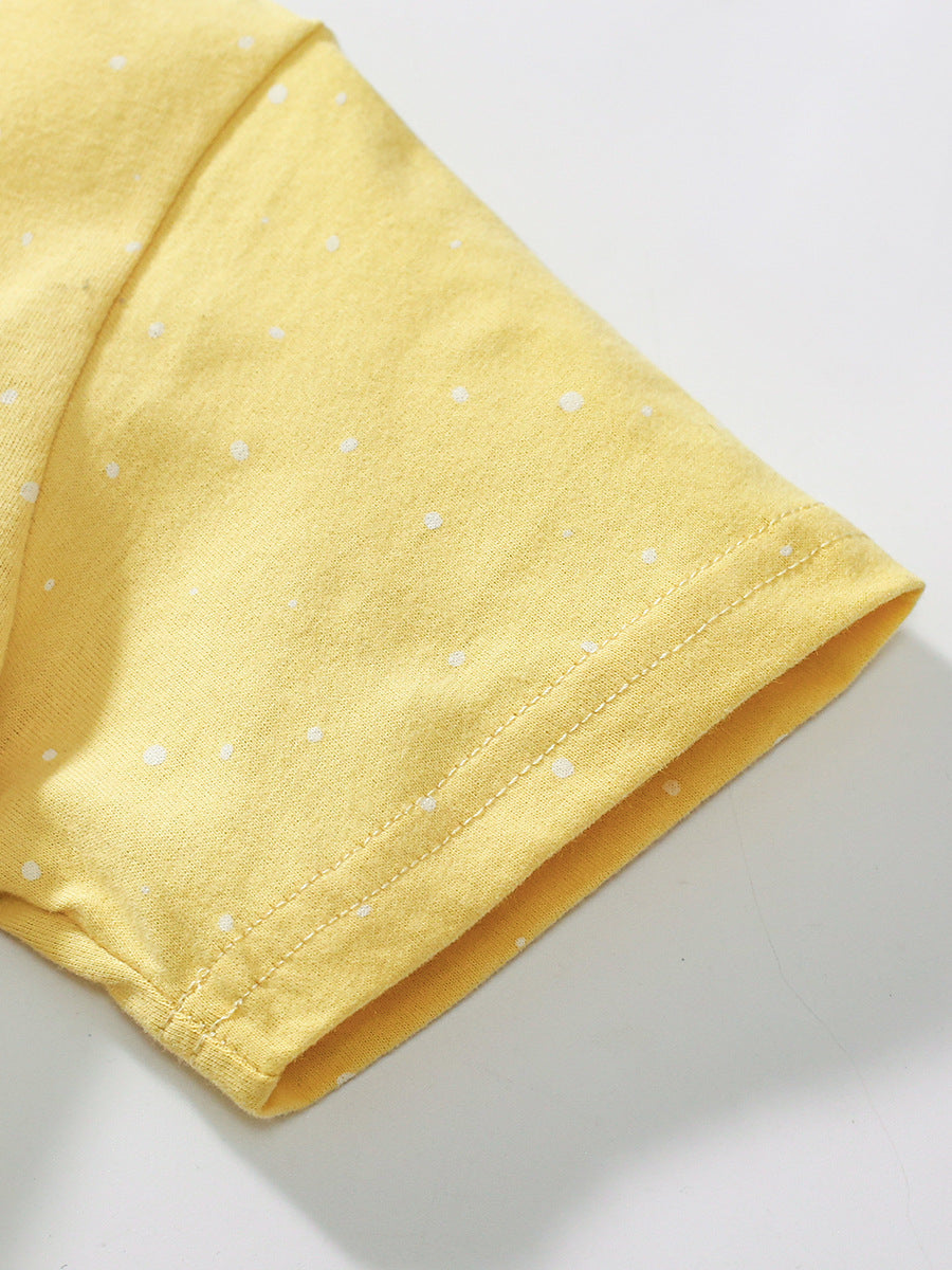 Summer Arrival Girls’ Rabbits Pattern Crew Neck Short Sleeves Yellow Dress, MyKids-USA®, Baby & Toddler Dresses, MyKids-USA -  -  -  -  -  -  - 