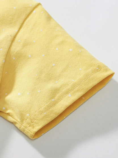 Summer Arrival Girls’ Rabbits Pattern Crew Neck Short Sleeves Yellow Dress, MyKids-USA®, Baby & Toddler Dresses, MyKids-USA -  -  -  -  -  -  - 