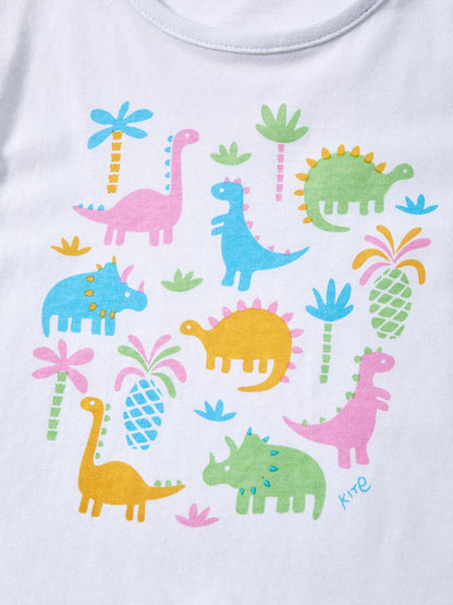 Girls’ Clothing Summer Collection – Dinosaurs And Plants Pattern Children’s T-Shirt Dress