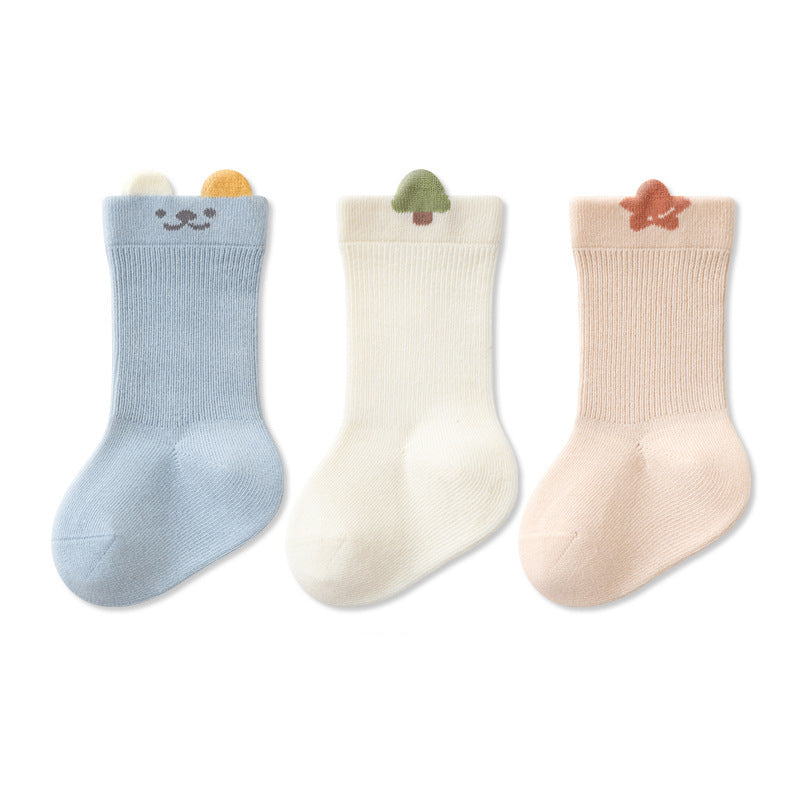 Autumn and Spring Baby Boys and Girls Cute Cartoon Pattern Socks 1 Lot=3-Pair Set, MyKids-USA®, Baby & Toddler Socks & Tights, MyKids-USA - Size/Age - XS (0-6M) - Color - Blue -  -  - TR2603211953-A.