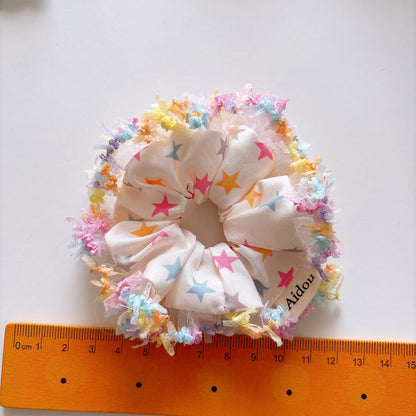Collection of 3 Pieces Geometric Pattern Fabric Hair Ties
