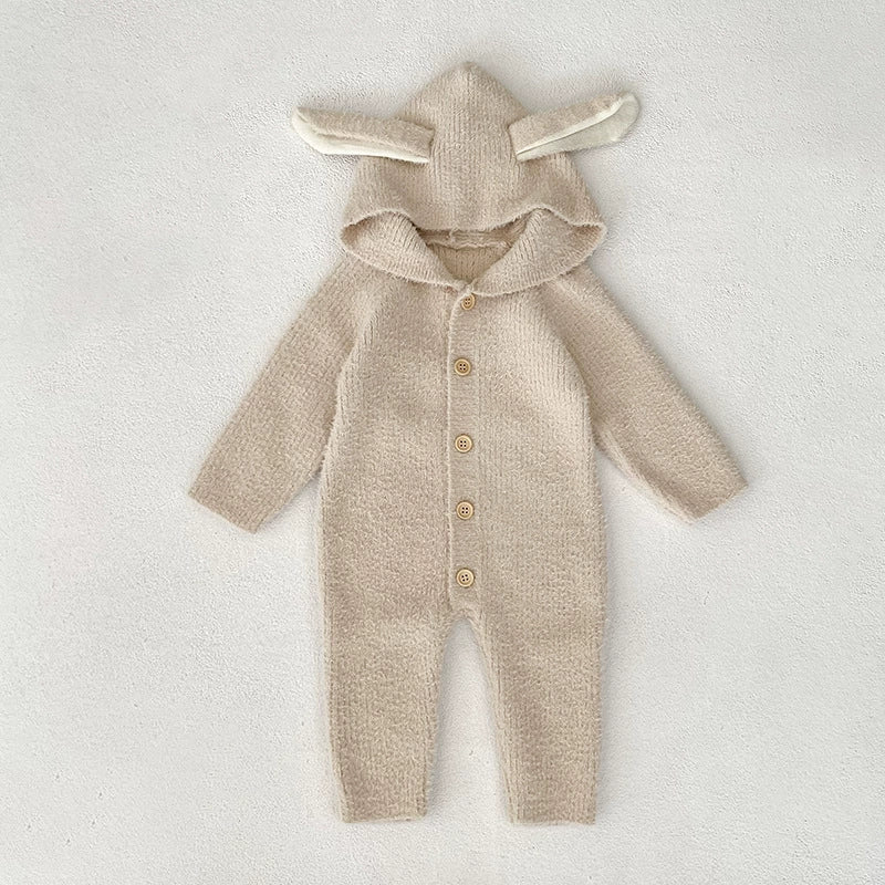 Autumn and Winter Arrival Unisex Baby’s Solid Color Fluffy Rompers with Hood, MyKids-USA®, Baby One-Pieces, MyKids-USA - Size/Age - 66 (3-6M) - Color - Beige -  -  - TR2507252045-A