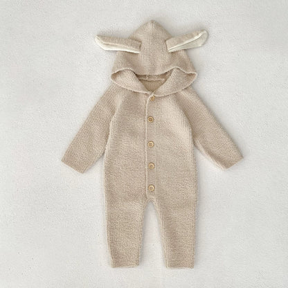 Autumn and Winter Arrival Unisex Baby’s Solid Color Fluffy Rompers with Hood, MyKids-USA®, Baby One-Pieces, MyKids-USA - Size/Age - 66 (3-6M) - Color - Beige -  -  - TR2507252045-A