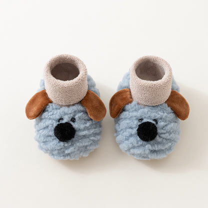 Autumn and Winter Baby Unisex Cute Color Patchwork Puppy Pattern Toddler Soft-Sole Walking Shoes, MyKids-USA®, First Steps & Crawlers, MyKids-USA - Size/Age - insole length 11.00 cm - Color - Blue -  -  - TR2601021032-B.