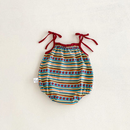 Design Summer Baby Kids Girls Sleeveless Flowers and Striped Pattern Bodysuit, MyKids-USA®, Baby & Children's One-Pieces, MyKids-USA -  -  -  -  -  -  - .