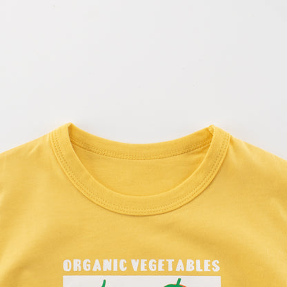 Summer Girls’ Fruits and Letters Pattern Printed T-shirt in European and American Style, MyKids-USA®, Baby & Toddler Tops, MyKids-USA -  -  -  -  -  -  - 