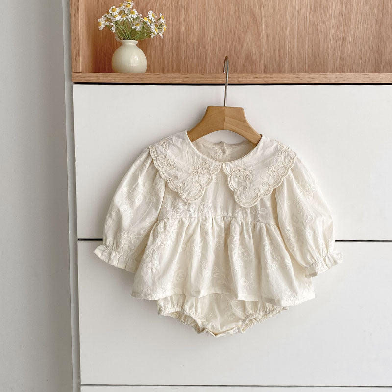 Autumn Baby Girls French Style Solid Color Flowers Pattern Long-sleeved Onesies and Dress – Princess Sister Matching Set, MyKids-USA®, Baby & Toddler Outfits, MyKids-USA - Size/Age - 66 (3-6M) - Color - Apricot -  -  - TR2506302111-A