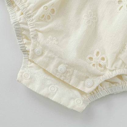 Summer Arrival Baby Girls Cute Solid Color Sleeveless Flowers Pattern Onesies with Collar, MyKids-USA®, Baby One-Pieces, MyKids-USA -  -  -  -  -  -  - 