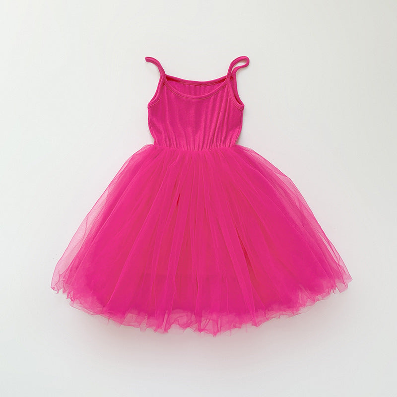 Summer Baby Kids Girls Sleeveless Plain Tulle Patchwork Strap Dress, MyKids-USA®, Baby & Children's Dresses, MyKids-USA - Size/Age - 80 (9-12M) - Color - Red -  -  - TR2605152315-G.
