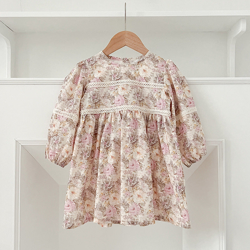 Design Autumn Floral Print Baby Kids Crew Neck Patchwork Onesies And Dress – Princess Sister Matching Set, MyKids-USA®, Baby & Toddler Outfits, MyKids-USA -  -  -  -  -  -  - 