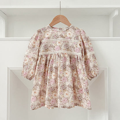 Design Autumn Floral Print Baby Kids Crew Neck Patchwork Onesies And Dress – Princess Sister Matching Set, MyKids-USA®, Baby & Toddler Outfits, MyKids-USA -  -  -  -  -  -  - 