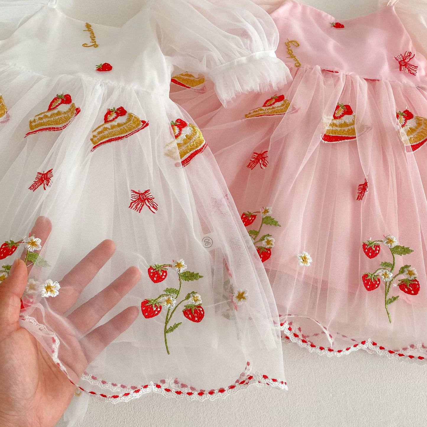 Summer Arrival Baby Girls Flowers and Fruits Embroidered Tulle Design Short Sleeves Dress, MyKids-USA®, Baby & Toddler Dresses, MyKids-USA -  -  -  -  -  -  - 