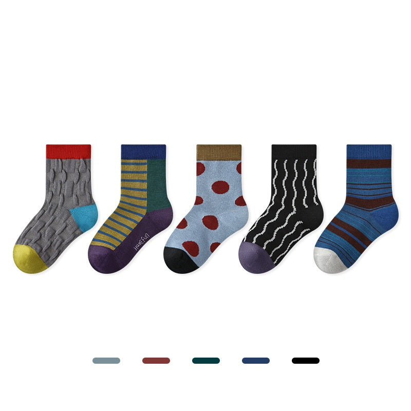 Autumn Arrival Baby Girls Breathable Cute Pattern Socks 1 Lot=5-Pair Set, MyKids-USA®, Baby & Toddler Socks & Tights, MyKids-USA - Size/Age - S (1-3Y) - Color - Grey -  -  - TR2511122145-D