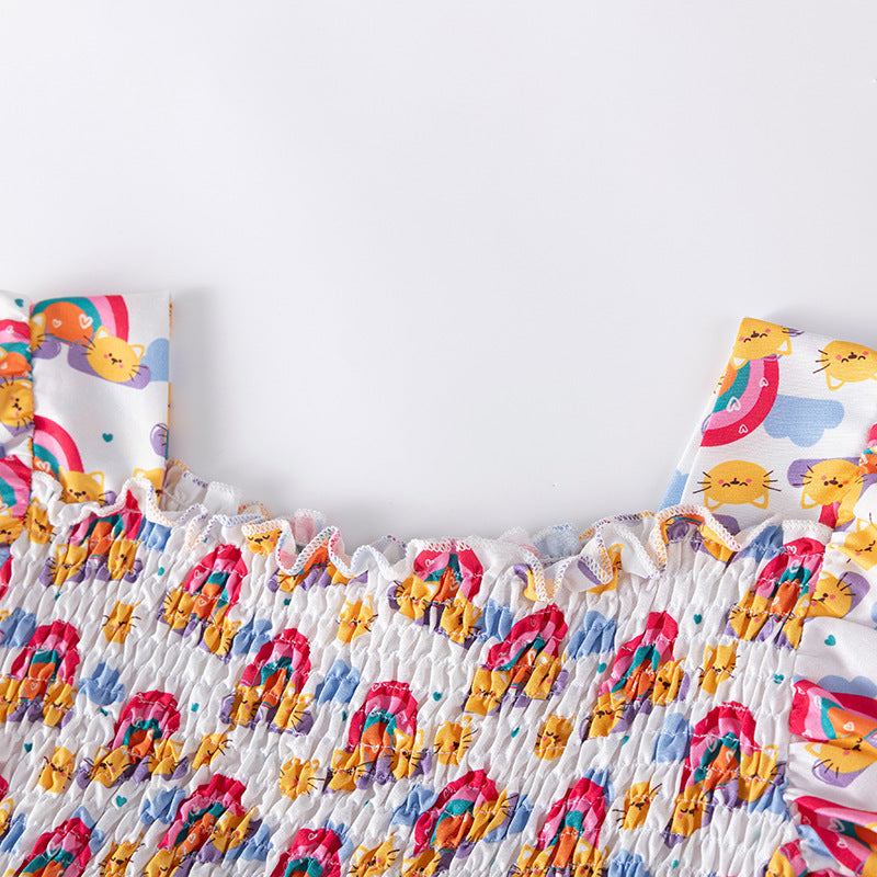 Summer Arrival Rainbows Pattern Short Sleeves Dress for Stylish Girls, MyKids-USA®, Baby & Toddler Dresses, MyKids-USA -  -  -  -  -  -  - .