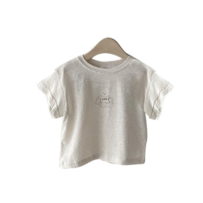 Summer Baby Kids Teddy Cartoon T-shirt in European and American Style