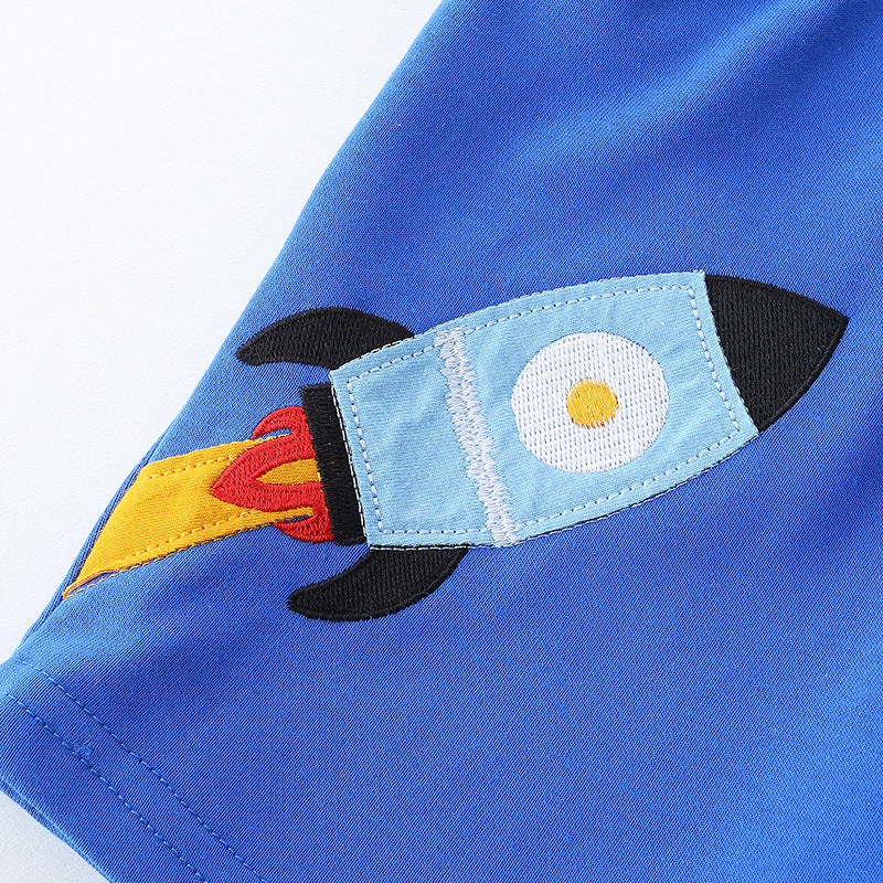 Summer Arrival Kids Boys Cotton Casual Style Cartoon Rocket Pattern Shorts, MyKids-USA®, Shorts, MyKids-USA -  -  -  -  -  -  - 