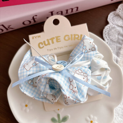Collection of Cartoon and Plaid Hair Ties, MyKids-USA®, Ponytail Holders, MyKids-USA - Size/Age - Average Size (0-12Y） - Color - Blue -  -  - TR2605011657-A.