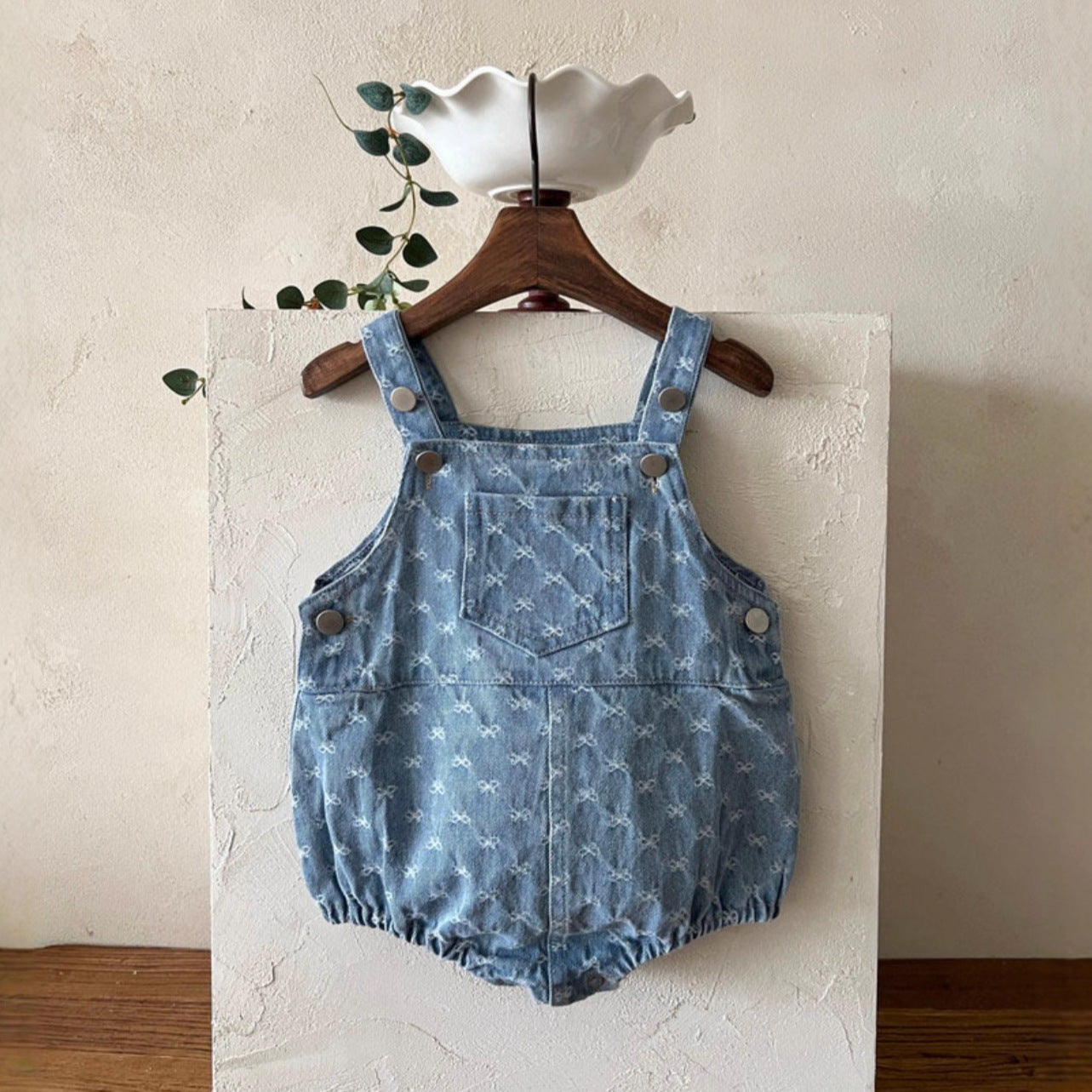 Autumn and Spring Arrival Baby Unisex Denim Sleeveless Butterfly-bows Pattern Bodysuit, MyKids-USA®, Baby One-Pieces, MyKids-USA -  -  -  -  -  -  - .