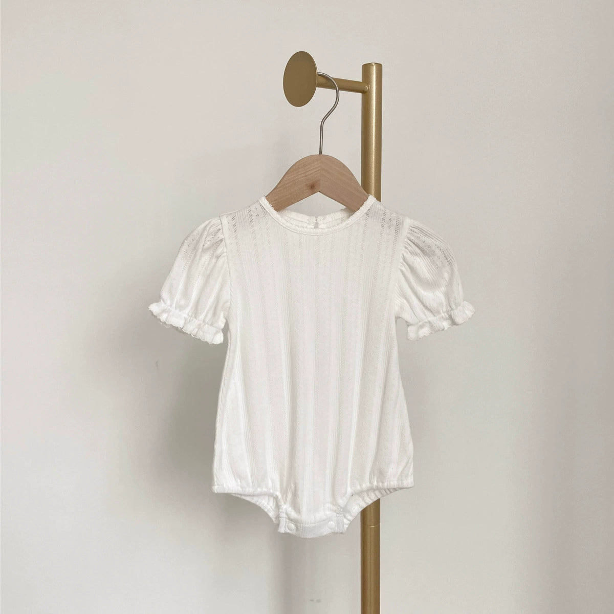 Summer Arrival Baby Girls Simple Short Sleeves Solid Color Striped Onesies, MyKids-USA®, Baby One-Pieces, MyKids-USA - Size/Age - 66 (3-6M) - Color - Beige -  -  - TR2506071945-B