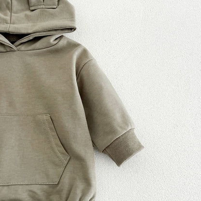 MyKids-USA® Autumn Solid Color Baby Kids Unisex Hooded Bodysuit