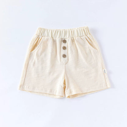 Summer Arrival Kids Unisex Cotton Casual Style Solid Color Shorts, MyKids-USA®, Shorts, MyKids-USA - Size/Age - 73 (6-9M) - Color - Beige -  -  - TR2504252200-A