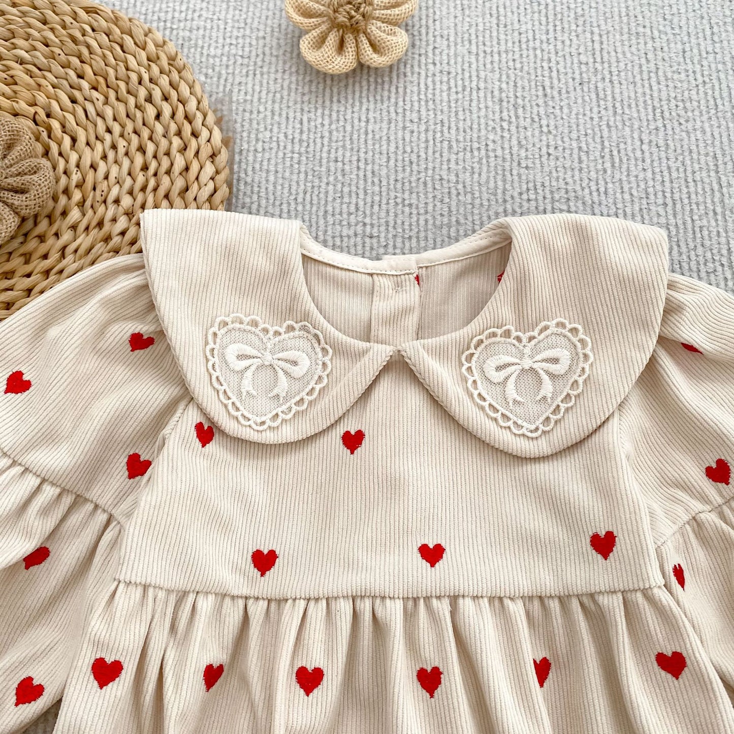 MyKids-USA® Autumn Hearts Pattern Baby Kids Girls Princess Long Sleeves Bodysuit