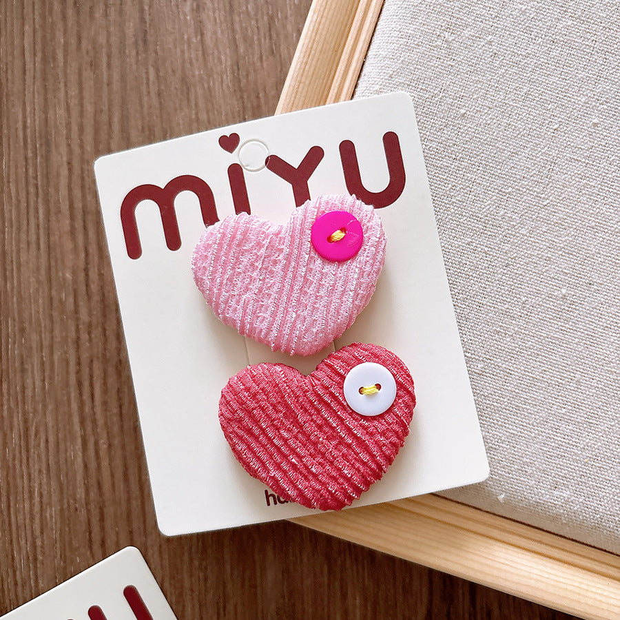 Collection of Versatile Sweet Candy-Colored Love Heart Fabric Hair Clips, MyKids-USA®, Hair Pins, Claws & Clips, MyKids-USA - Size/Age - Average Size (0-12Y） - Color - Pink -  -  - TR2411201332-E.