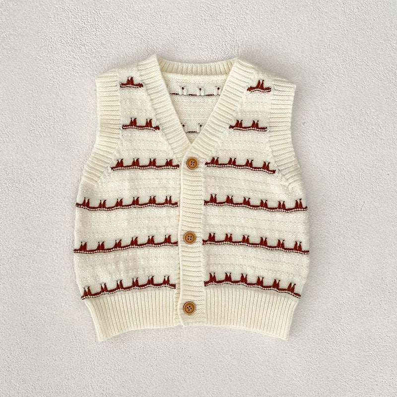 Autumn Arrival Baby Unisex Comfortable Striped Pattern Knitted Sleeveless Vest, MyKids-USA®, Vests, MyKids-USA - Size/Age - 66 (3-6M) - Color - Beige -  -  - TR2507112040-A