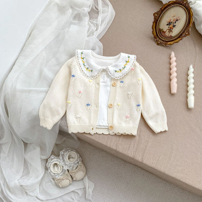 Arrival Baby Girls Comfortable Floral Embroidery Pattern Knitted Long Sleeves Cardigan, MyKids-USA®, Baby & Toddler Outerwear, MyKids-USA -  -  -  -  -  -  - 
