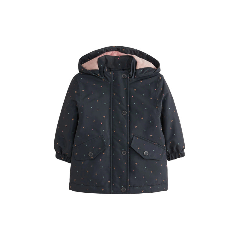 Arrival European and American Style Girls’ Hearts Pattern Coat with Long Sleeves, MyKids-USA®, Baby & Toddler Coats & Jackets, MyKids-USA - Size/Age - 100 (2-3Y) - Color - Black -  -  - TR2601261328-A.