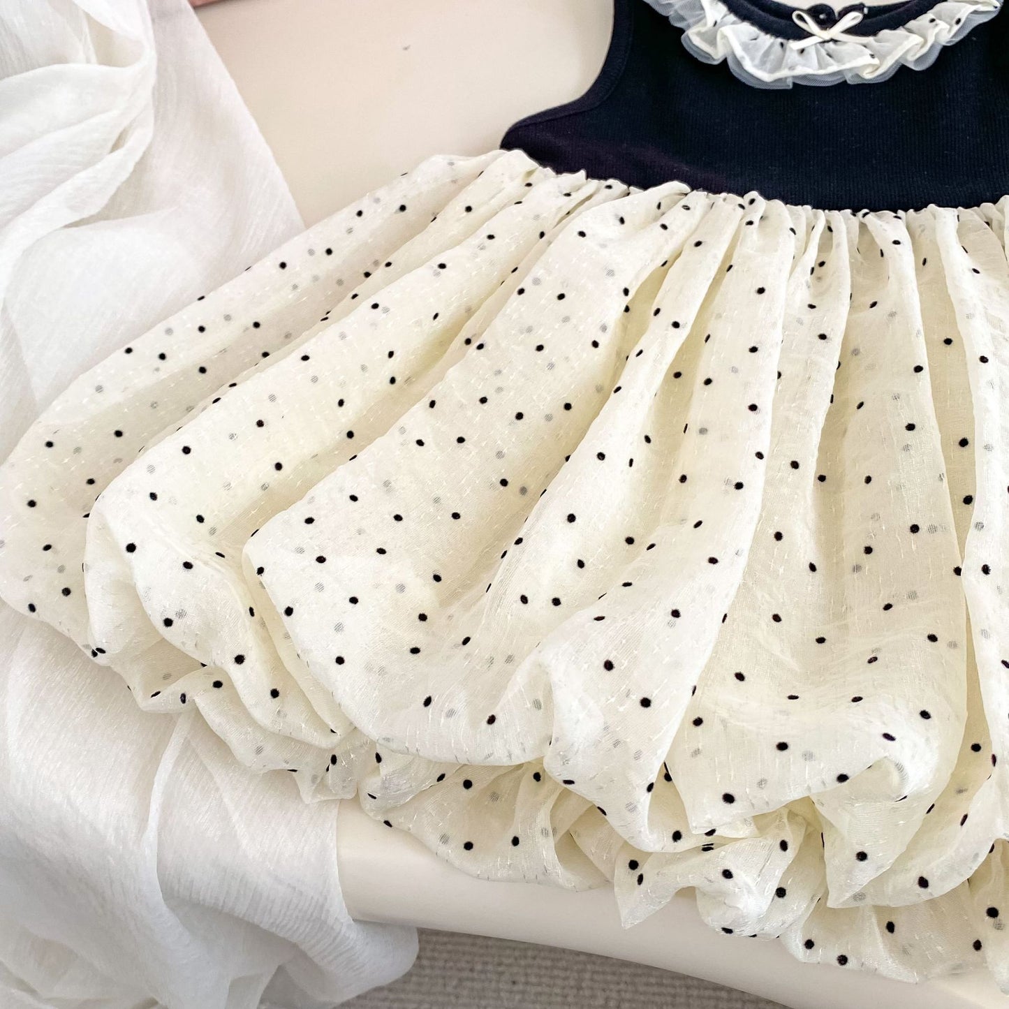 Summer Baby Kids Girls Sleeveless Dots Pattern Color Patchwork Dress