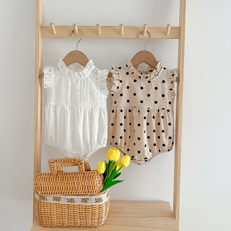 Summer Baby Girls Sleeveless Polka Dots Onesie, MyKids-USA®, Baby One-Pieces, MyKids-USA -  -  -  -  -  -  - 