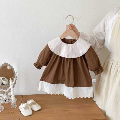 Autumn Baby Kids Girls Color Patchwork Long-sleeved Onesies and Dress – Princess Sister Matching Set, MyKids-USA®, Baby & Toddler Dresses, MyKids-USA - Size/Age - 66 (3-6M) - Color - White -  -  - TR2509212359-B