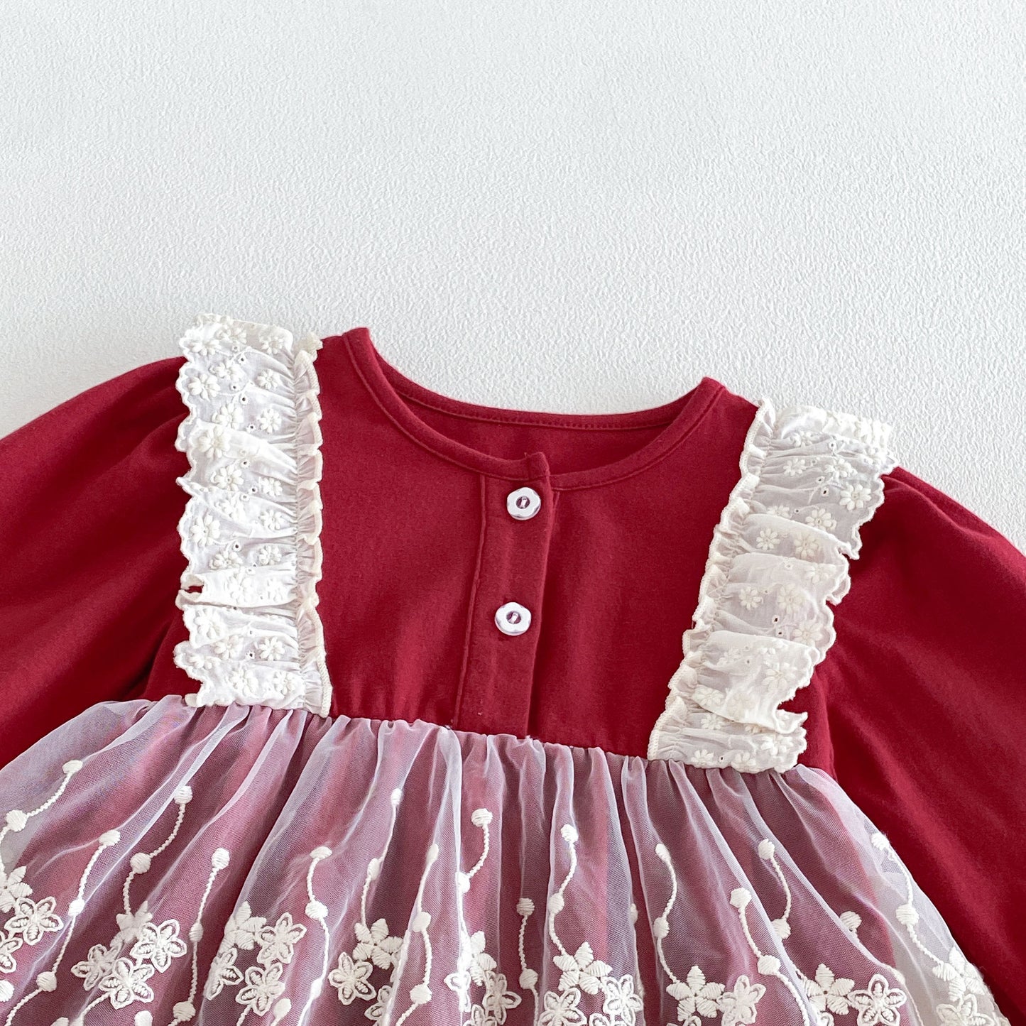 MyKids-USA® Autumn Arrival Baby Girls Long Sleeves Lace Trim Color Patchwork Bodysuit