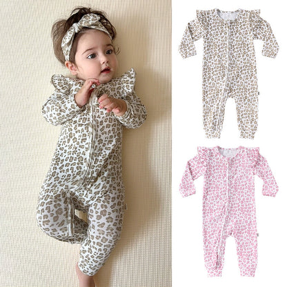 Autumn Arrival Baby Unisex Long Sleeves Cute Leopard Pattern Zip-up Rompers, MyKids-USA®, Baby One-Pieces, MyKids-USA -  -  -  -  -  -  - 