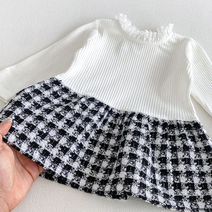 MyKids-USA® Arrival Autumn Baby Kids Girls Long Sleeves Plaid Coat and Color Patchwork Top Clothing Set