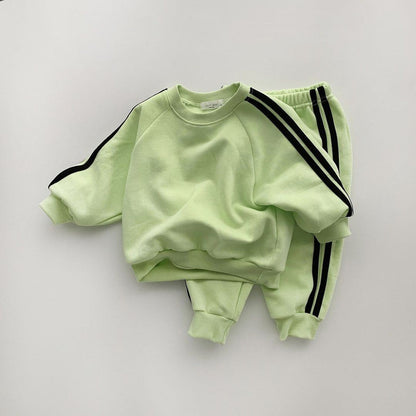 Autumn Baby Kids Unisex Casual Striped Long Sleeves Pullover and Pants Sportswear Clothing Set, MyKids-USA®, Baby & Toddler Outerwear, MyKids-USA - Size/Age - 66 (3-6M) - Color - Green -  -  - TR2408142148-B