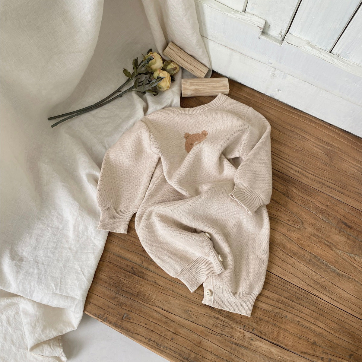 Autumn and Spring Arrival Baby Unisex Long Sleeves Teddy Bear Pattern Knitted Rompers, MyKids-USA®, Baby One-Pieces, MyKids-USA -  -  -  -  -  -  - .