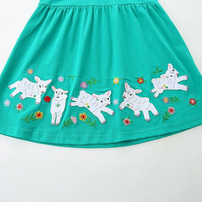 Summer Arrival Animals and Flowers Cartoon Pattern Fly Sleeves Dress for Stylish Girls, MyKids-USA®, Baby & Toddler Dresses, MyKids-USA -  -  -  -  -  -  - 