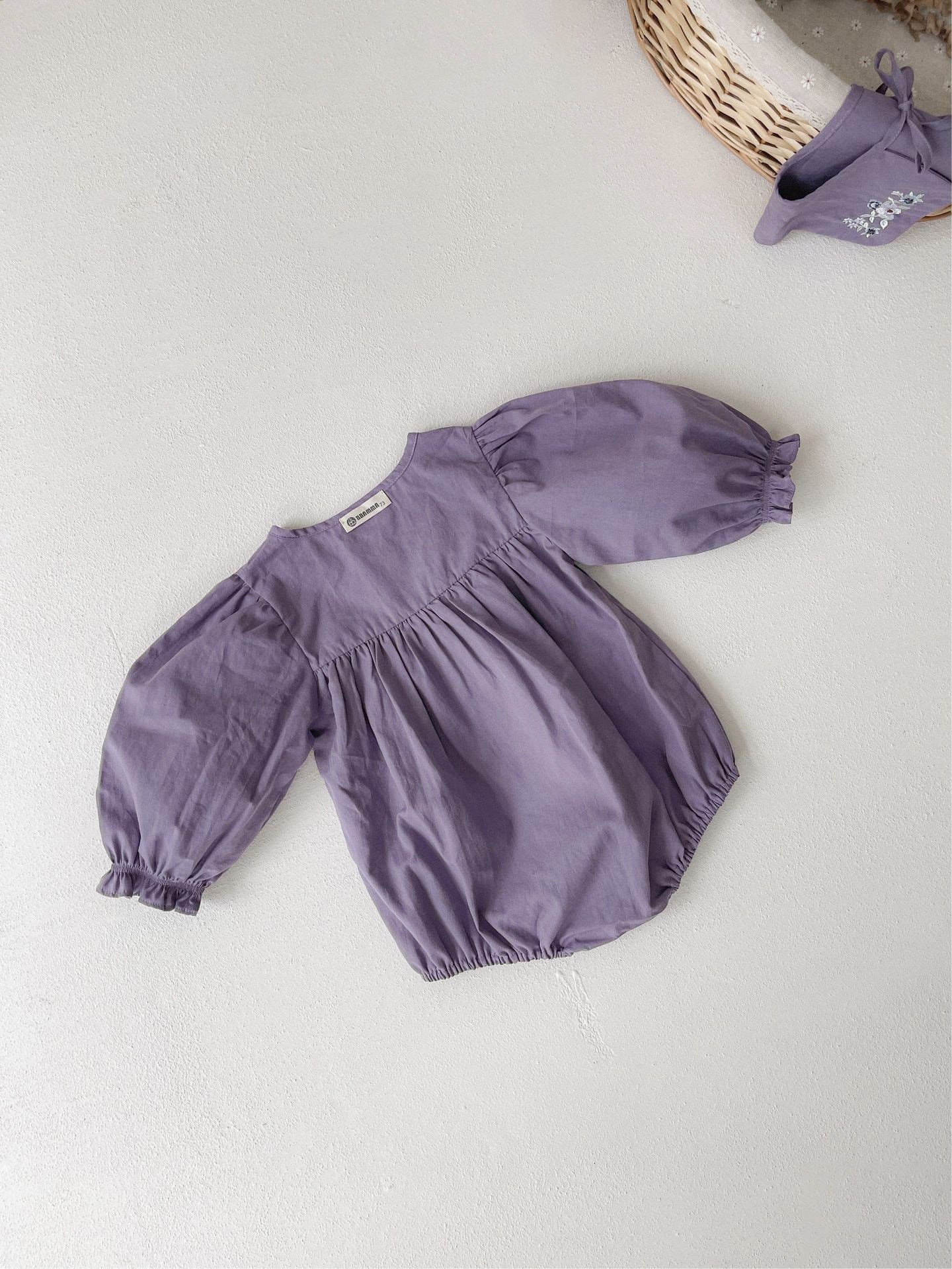 MyKids-USA® Autumn Baby Girls Purple Long-sleeved Bodysuit and Dress with Embroidered Capelet Shawl – Princess Sister Matching Set
